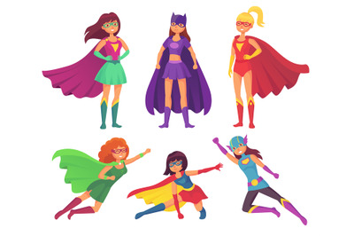 Superheroes women characters. Wonder female hero character in superher