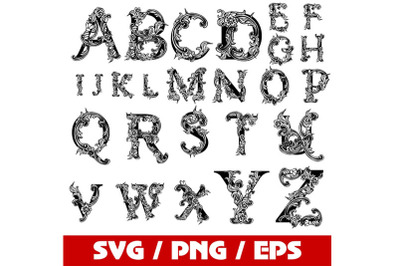 Ornament Font SVG / Ornament alphabet SVG / Ornament Letters SVG