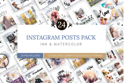 Instagram Watercolor Posts Pack 2