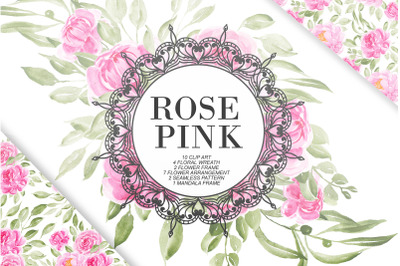 Sweet Rose Pink Watercolor Set