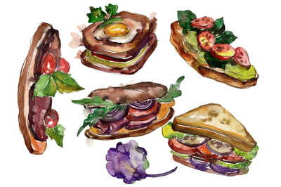 Mega sandwich watercolor png