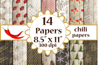 Christmas digital papers Wood Shabby Christmas A4 papers