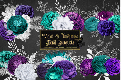 Violet and Turquoise Floral Bouquets