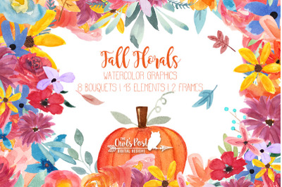 Fall Florals Watercolor Graphics Set