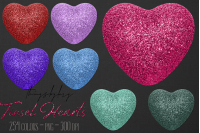 254 Tinsel Glitter Heart Valentine Wedding Digital Images