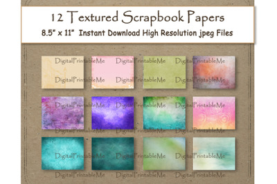 Textured Digital Paper 8.5&amp;quot; x 11&amp;quot; Colorful Distressed scrapbook paper