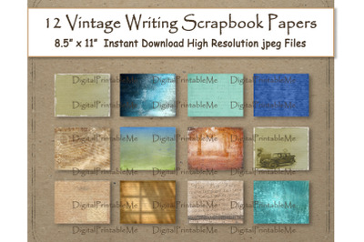 Handwriting Digital Paper 11&quot; x 8.5&quot; letters antique vintage paper pos