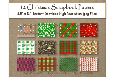 Retro Country Christmas Digital Paper 11&quot; x 8.5&quot; vintage Texture scrap