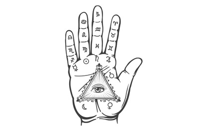 Palmistry hand vintage alchemy sign