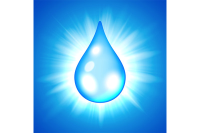 Blue drop on flash star background