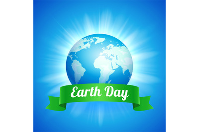 Earth Day illustration with blue globe