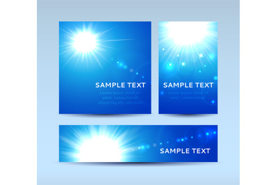 Blue invitation cards with lens flare