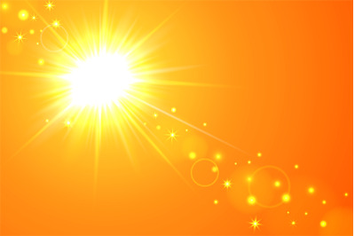 Sun and lens flare yellow background