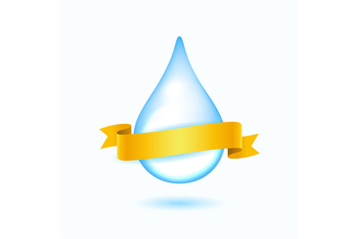 Water drop with yellow ribbon