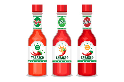 Tabasco sauce bottles set