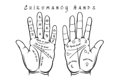 Chiromancy hands illustration