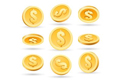 Gold coins isolated on white background