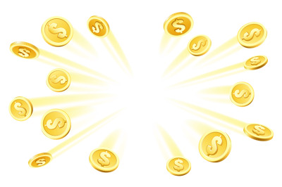 Gold coins explosion