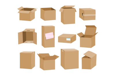 Cardboard boxes isolated on white background