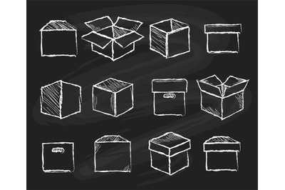 Boxes on chalk board