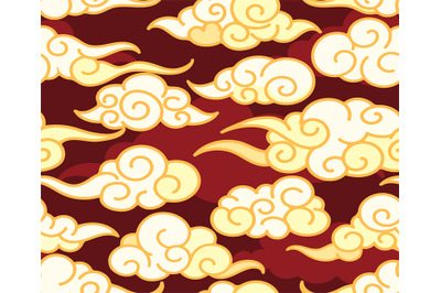 Red chinese clouds seamless pattern