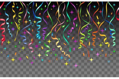 Streamers and confetti transparent background