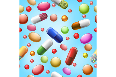 Seamless pills and tablets pattern