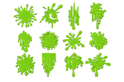 Green slime splats set