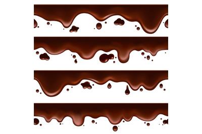 Dripping melted chocolate seamless banners