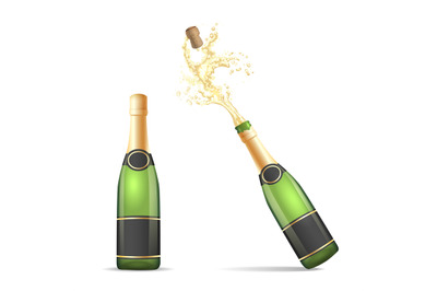 Champagne bottle with popping cork