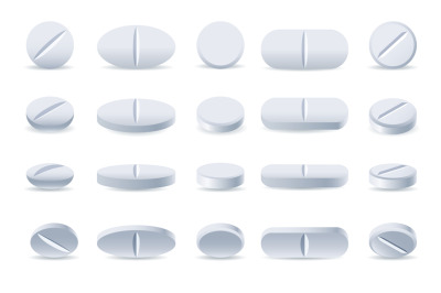 White medicine tablets and pills