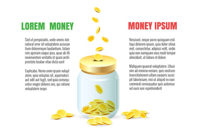 Save dollar coins in jar concept