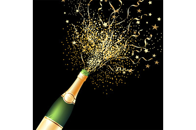 Confetti bottle champagne background