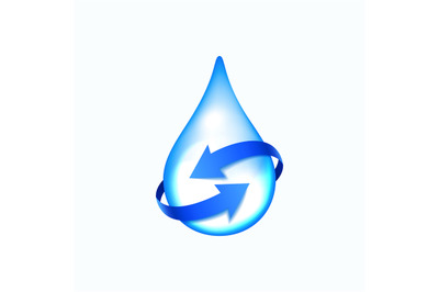 Water drop with blue arrows