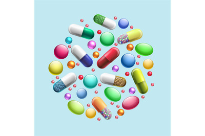 Pills and tablets circle label