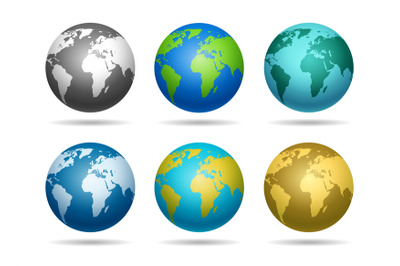 Globe earth icons set