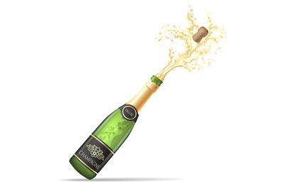 Download Antique Green Bottle With White Champagne Mockup Yellowimages