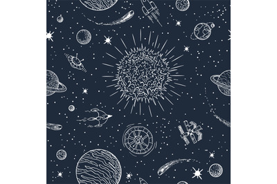 Solar system doodle pattern