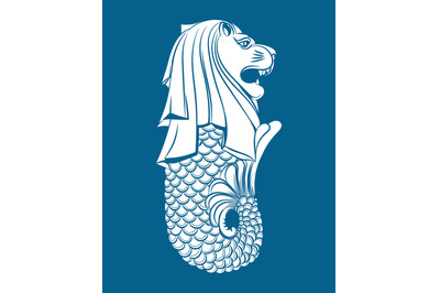 Merlion statue on blue