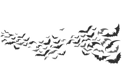 Bats flying set isolated on white