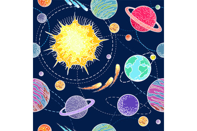 Solar system seamless pattern