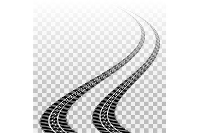 Winding tire tracks on transparent