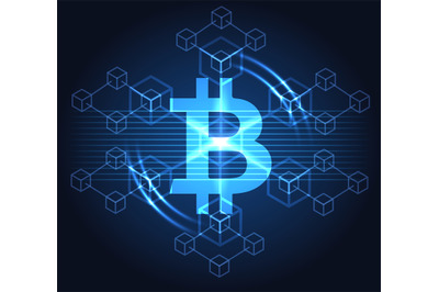 Blue bitcoin background