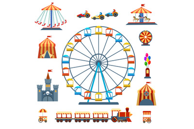 Amusement park isolated icons