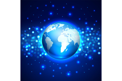 Planet Earth on blue space background