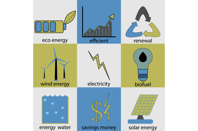 Eco energy icon set