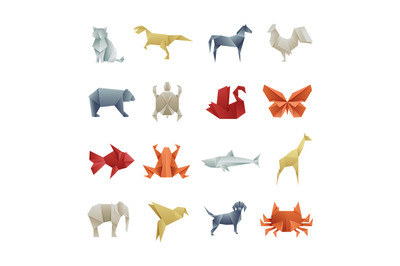 Origami paper animals asian creative vector art