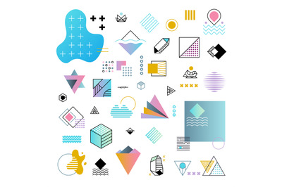 Abstract trendy geometric minimal shapes vector set