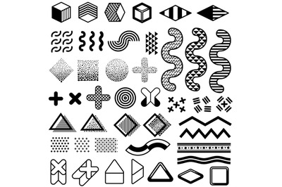 Abstract 1980s fashion vector elements for memphis design. Modern grap