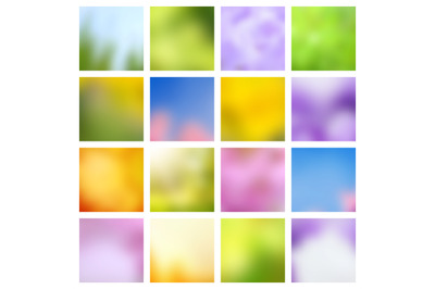 Abstract nature spring and summer green and blue blurred vector backgr